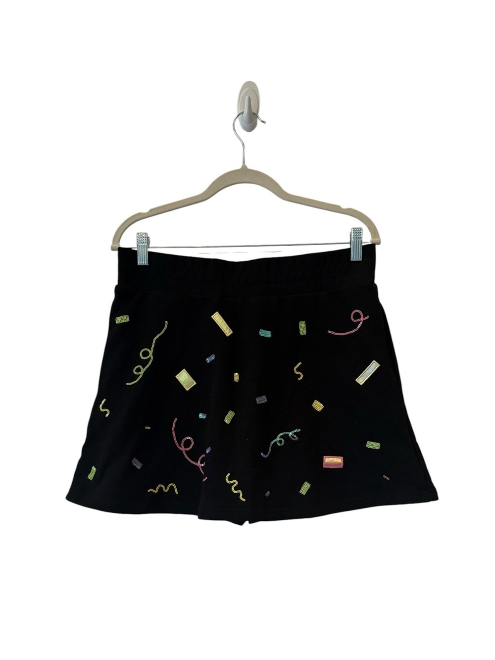 New Brianna Cannon Black Colorful Celebration Skirt/Skort Large $110 - Picture 9 of 13